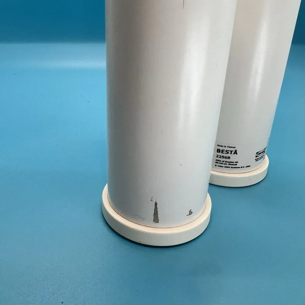 2 Discontinued Ikea Besta Cylinder Legs White Round 1348 for table cabinet